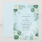 Hellblaues atmosphärisches Winterhochzeit Einladung (Vorne/Hinten)