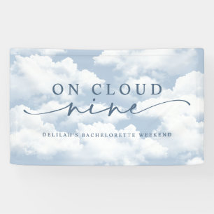 Hellblaues "Auf Wolke Neun" Junggesellinnen-Wochen Banner