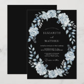 Hellblaues auffallendes Winterhochzeit Einladung (Vorne/Hinten)