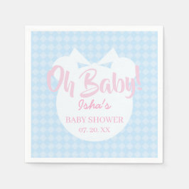 Hellblaues Band-Bär-Babyshower-Papiernapkin Serviette