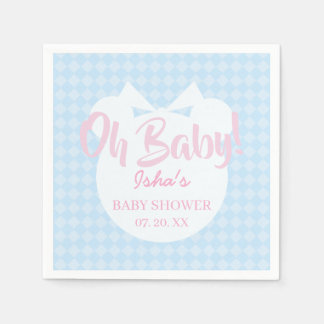 Hellblaues Band-Bär-Babyshower-Papiernapkin Serviette