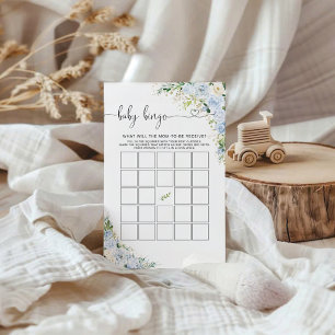 Hellblaues Blumen-Baby-Party-Baby-Bingo-Spiel