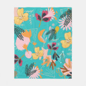 Hellblaues Blumenmuster für ihr abstraktes Rosa f Fleecedecke (Vorderseite)