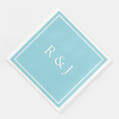 Hellblaues Cyan-Monogramm Anfangs Et-Zeichen Hochz Serviette (Ecke)