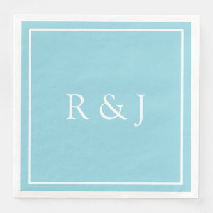 Hellblaues Cyan-Monogramm Anfangs Et-Zeichen Hochz Serviette