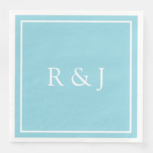 Hellblaues Cyan-Monogramm Anfangs Et-Zeichen Hochz Serviette (Vorderseite)
