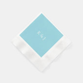 Hellblaues Cyan-Monogramm Initialen Benutzerdefini Serviette (Ecke)