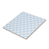 Hellblaues diagonales Gingham-Muster Fliese (Seite)