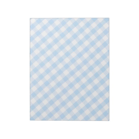 Hellblaues diagonales Gingham-Muster Notizblock (Rotiert)
