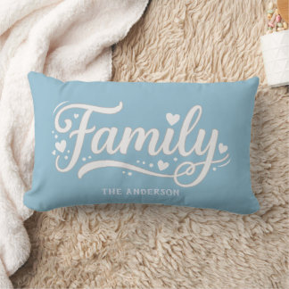 Hellblaues Familienherz-Schrift-Monogramm Lendenkissen