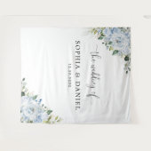 Hellblaues florales Hochzeitsbanner Wandteppich (Vorderseite (Horizontal))