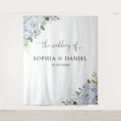 Hellblaues florales Hochzeitsbanner Wandteppich (Vorderseite)