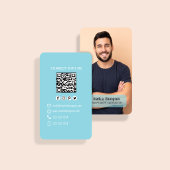 Hellblaues Foto-QR-Code - Verbinde dich mit mir Visitenkarte