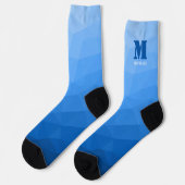 Hellblaues geometrisches Maschenmuster Monogramm Socken (Linkes Detail)