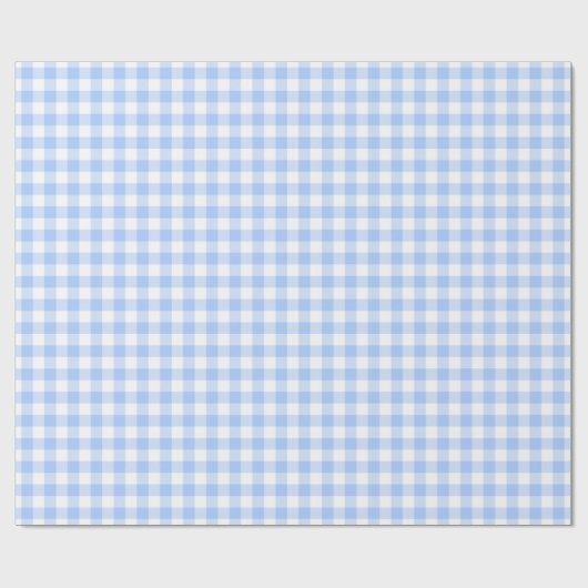 Hellblaues Gingham-Karo-Muster Geschenkpapier (Flach)