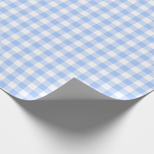 Hellblaues Gingham-Karo-Muster Geschenkpapier (Ecke)