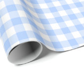 Hellblaues Gingham-Karo-Muster Geschenkpapier (Rolleneckpunkt)