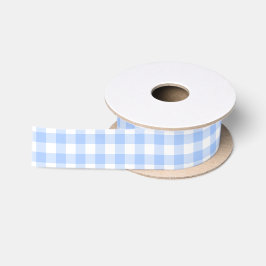 Hellblaues Gingham-Karo-Muster Satinband