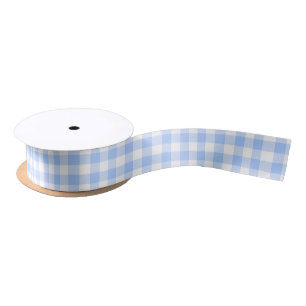 Hellblaues Gingham-Karo-Muster Satinband