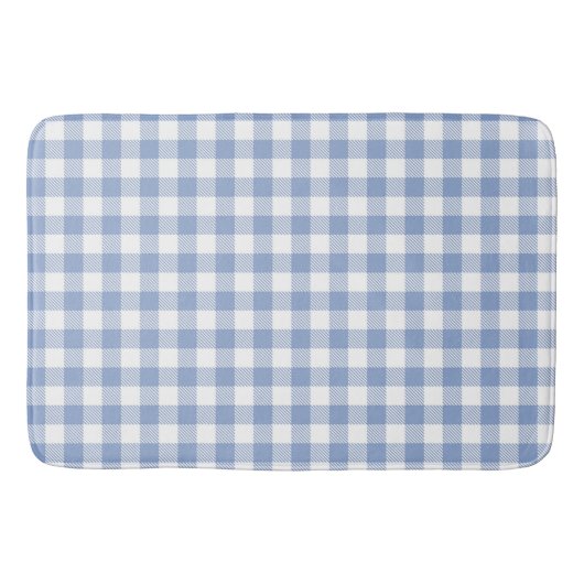 Hellblaues Gingham-Muster Klassischer Karomuster-D Badematte (Vorderseite)