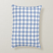 Hellblaues Gingham-Muster Klassischer Karomuster-D Dekokissen (Rückseite(Vertikal))