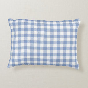 Hellblaues Gingham-Muster Klassischer Karomuster-D Dekokissen