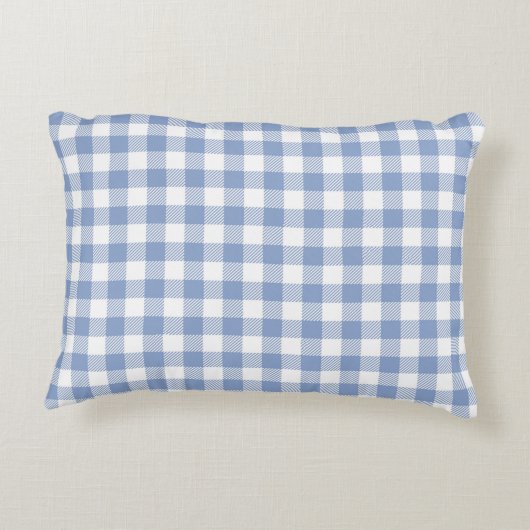 Hellblaues Gingham-Muster Klassischer Karomuster-D Dekokissen (Rückseite)