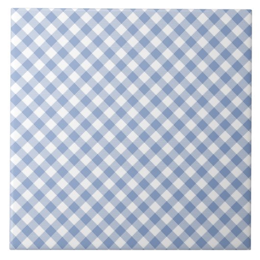 Hellblaues Gingham-Muster Klassischer Karomuster-D Fliese (Vorderseite)