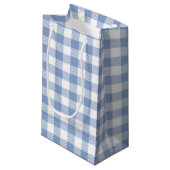 Hellblaues Gingham-Muster Klassischer Karomuster-D Kleine Geschenktüte (Vorderseite Schrägansicht)