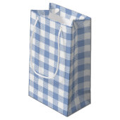 Hellblaues Gingham-Muster Klassischer Karomuster-D Kleine Geschenktüte (Rückseite Schrägansicht)