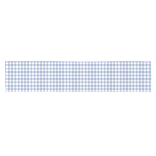 Hellblaues Gingham-Muster Klassischer Karomuster-D Kurzer Tischläufer (Horizontal)