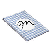 Hellblaues Gingham-Muster Klassischer Karomuster-D Notizblock (Rechte Seite)