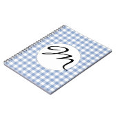Hellblaues Gingham-Muster Klassischer Karomuster-D Notizblock (Linke Seite)