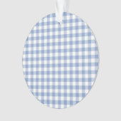 Hellblaues Gingham-Muster Klassischer Karomuster-D Ornament (Vorderseite)