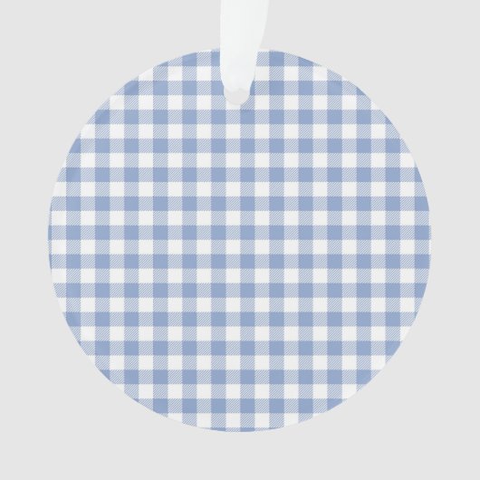 Hellblaues Gingham-Muster Klassischer Karomuster-D Ornament (Vorderseite)