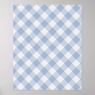 Hellblaues Gingham-Muster Klassischer Karomuster-D Poster