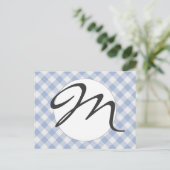 Hellblaues Gingham-Muster Klassischer Karomuster-D Postkarte (Stehend Vorderseite)