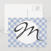 Hellblaues Gingham-Muster Klassischer Karomuster-D Postkarte (Vorne/Hinten)