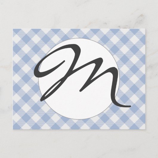 Hellblaues Gingham-Muster Klassischer Karomuster-D Postkarte (Vorderseite)