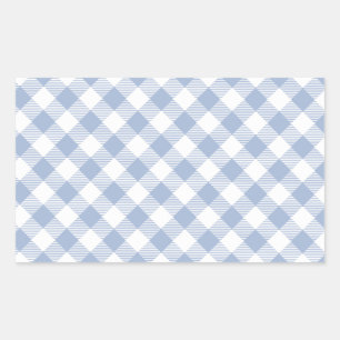 Hellblaues Gingham-Muster Klassischer Karomuster-D Rechteckiger Aufkleber