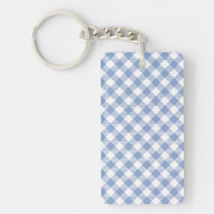 Hellblaues Gingham-Muster Klassischer Karomuster-D Schlüsselanhänger