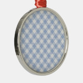 Hellblaues Gingham-Muster Klassischer Karomuster-D Silbernes Ornament (Rechts)