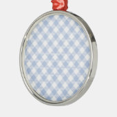 Hellblaues Gingham-Muster Klassischer Karomuster-D Silbernes Ornament (Links)