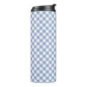 Hellblaues Gingham-Muster Klassischer Karomuster-D Thermosbecher (Nach links gedreht)