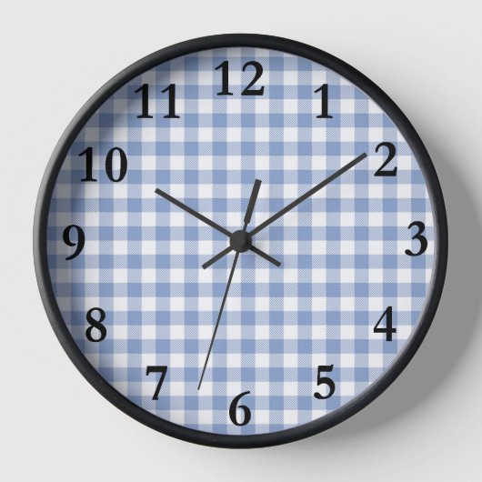 Hellblaues Gingham-Muster Klassischer Karomuster-D Uhr (Vorderseite)