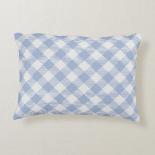 Hellblaues Gingham-Muster Klassischer Karomuster-D Zierkissen