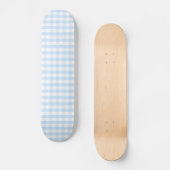 Hellblaues Gingham-Muster Skateboard (Vorderseite)