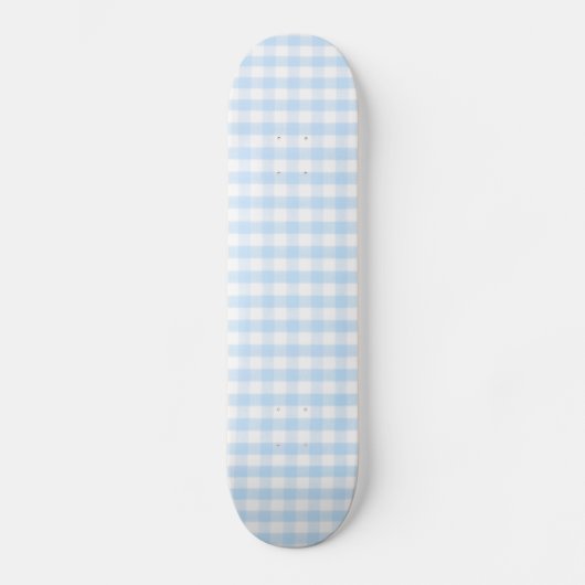 Hellblaues Gingham-Muster Skateboard (Vorderseite)