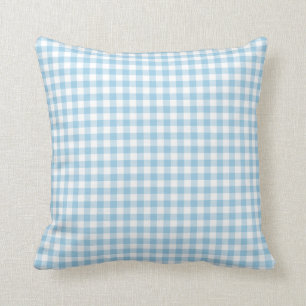 Hellblaues Gingham-Muster-Wurfs-Kissen Kissen
