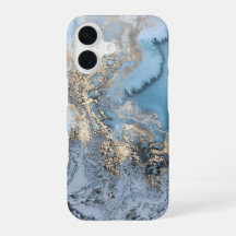 Hellblaues & goldenes Marmor iPhone 6/6s Case
